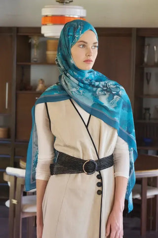 Passionate Solstice Desen Şal - Petrol