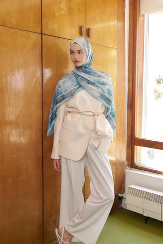 Kübra KOÇ Endless Sunlit Desen Şal - Mint