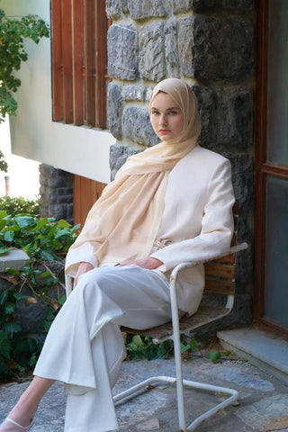 Fransız İpeği Degrade Desen Şal - Sarı