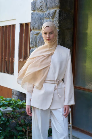 Fransız İpeği Degrade Desen Şal - Sarı