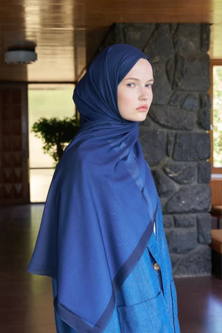 Fransız İpeği Degrade Desen Şal - Lacivert