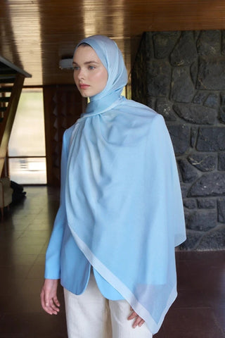 Fransız İpeği Degrade Desen Şal - Turkuaz