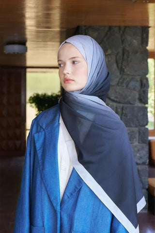 Fransız İpeği Degrade Desen Şal - Siyah