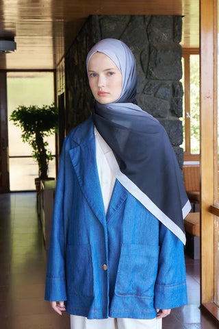 Fransız İpeği Degrade Desen Şal - Siyah