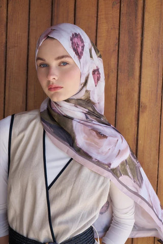 Endless Bloom Desen Şal - Vizon