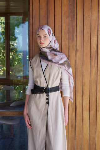 Endless Bloom Desen Şal - Vizon