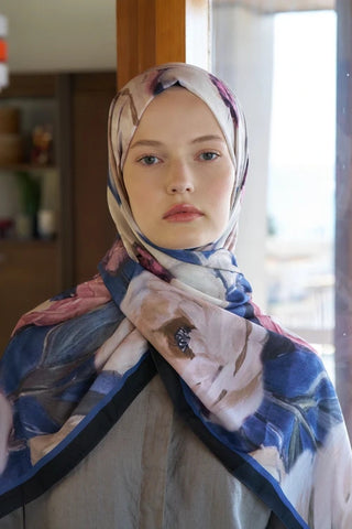 Endless Bloom Desen Şal - Lacivert