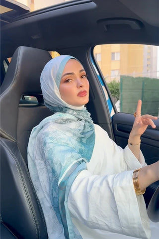 Kübra KOÇ Endless Sunlit Desen Şal - Mint