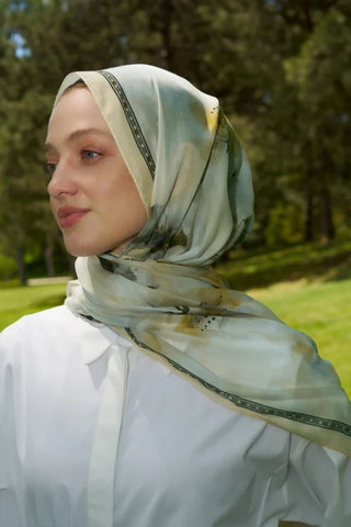 Prestige Dalia Desen Şal - Yağ Yeşili