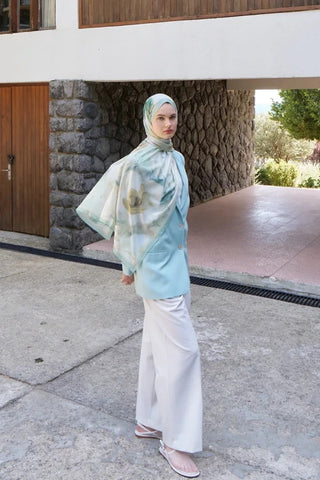 Fransız İpeği Ahenk Desen Şal - Yeşil