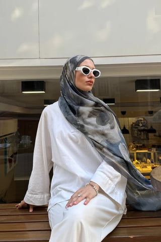 Fransız İpeği Ahenk Desen Şal - Haki