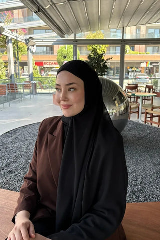 Krep Şifon Şal - Siyah