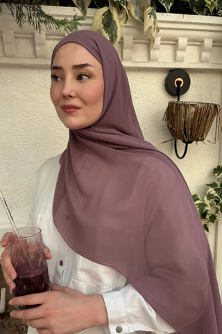 Krep Şifon Şal - Gül Kurusu