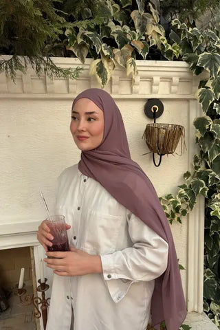 Krep Şifon Şal - Gül Kurusu