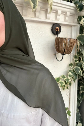 Krep Şifon Şal - Haki