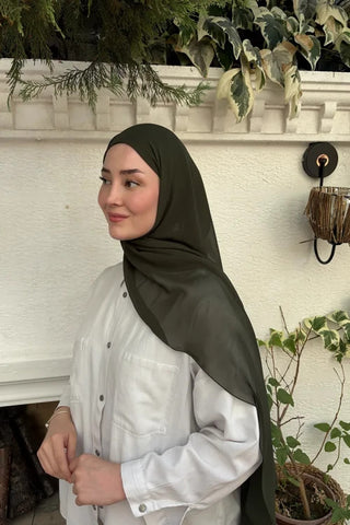 Krep Şifon Şal - Haki