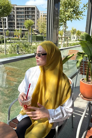 Krep Şifon Şal - Hardal