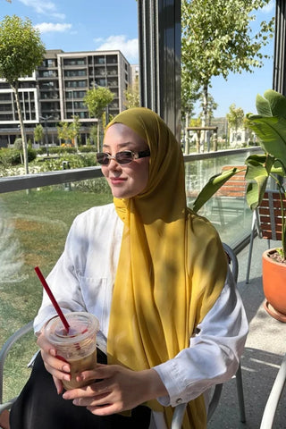 Krep Şifon Şal - Hardal