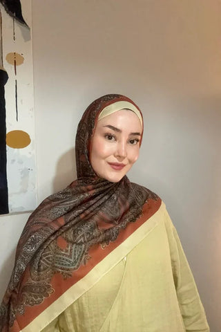 Hyper Retro Desen Şal - Kiremit