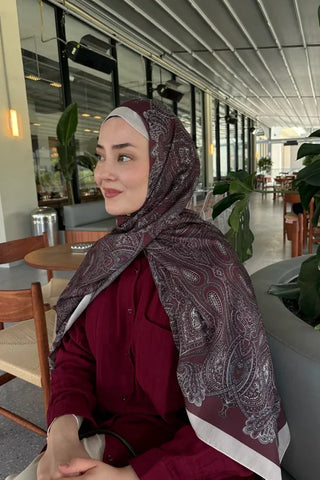 Hyper Retro Desen Şal - Bordo