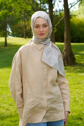 Elegance Silva Desen Jakar Şal - Bej