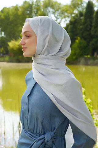 Elegance Etnik Desen Jakar Şal - Gümüş