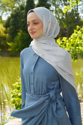 Elegance Etnik Desen Jakar Şal - Gümüş