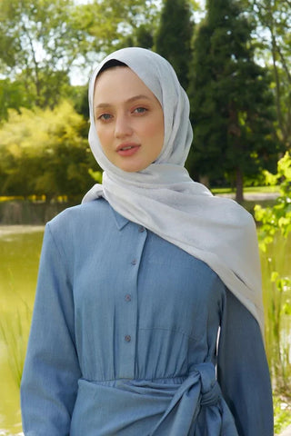 Elegance Etnik Desen Jakar Şal - Gümüş