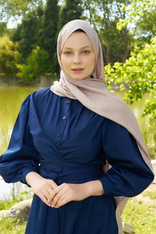 Elegance Etnik Desen Jakar Şal - Pudra