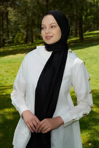 Elegance Etnik Desen Jakar Şal - Siyah