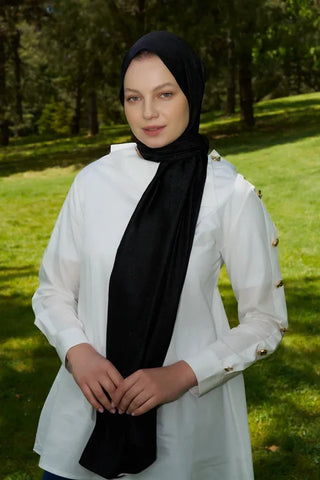 Elegance Etnik Desen Jakar Şal - Siyah