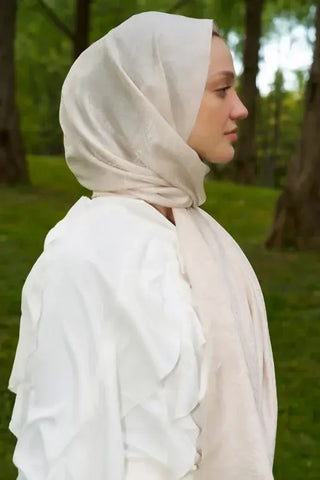 Elegance Lace Desen Jakar Şal - İnci