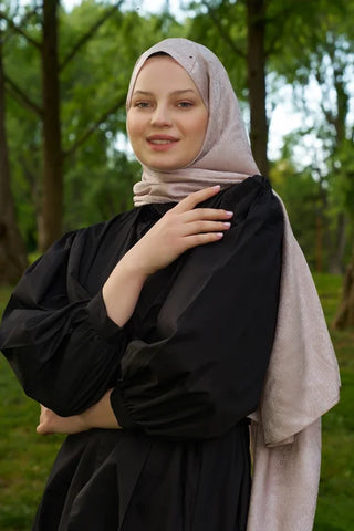 Elegance Lace Desen Jakar Şal - Pudra