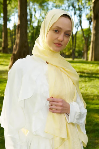 Elegance Lace Desen Jakar Şal - Sarı