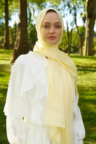 Elegance Lace Desen Jakar Şal - Sarı