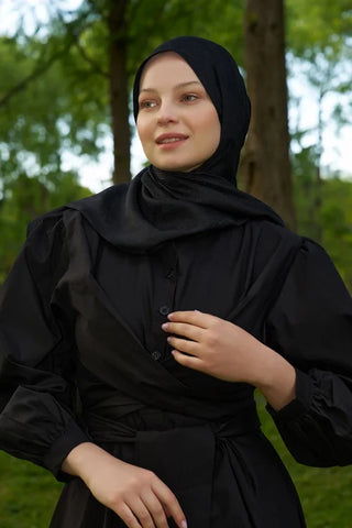 Elegance Lace Desen Jakar Şal - Siyah