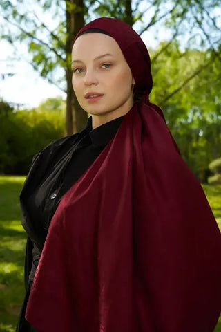 Elegance Silva Desen Jakar Şal - Bordo