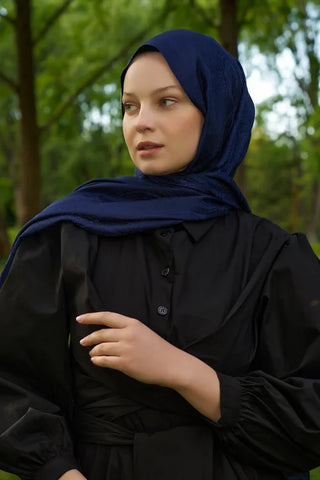 Elegance Silva Desen Jakar Şal - Lacivert