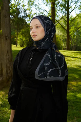 Hyper Zincir Desen Şal - Siyah