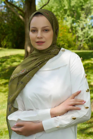 Hyper Zincir Desen Şal - Yeşil