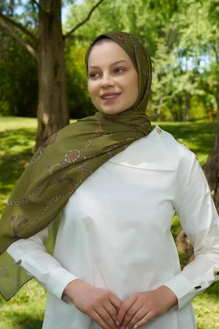 Hyper Zincir Desen Şal - Yeşil