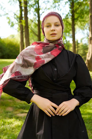 Prestige Helia Desen Şal - Bordo