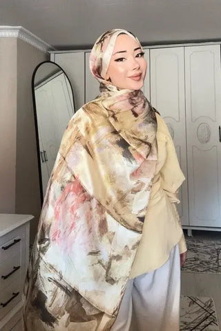 Crystal Flower Desen Şal - Yağ Yeşili