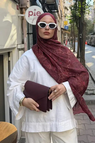 Endless Lena Desen Şal - Bordo