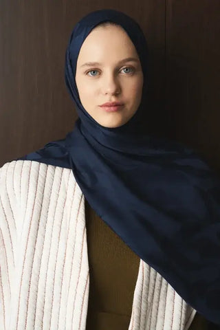 Naiya Jakar Şal Wave Desen - Lacivert
