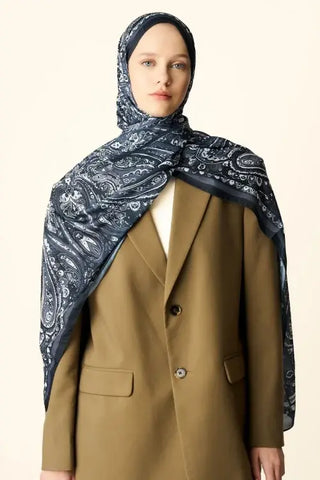 Katre Desenli Pamuk Dokulu Şal - Siyah