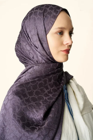 Premium Jakar Şal Halka Desen - Mor