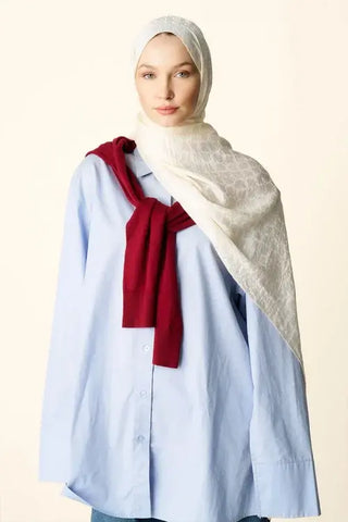 Premium Jakar Şal Halka Desen - İnci