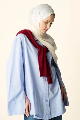 Premium Jakar Şal Halka Desen - İnci