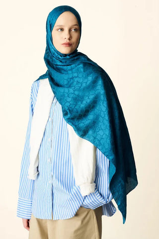 Premium Jakar Şal Halka Desen - Petrol